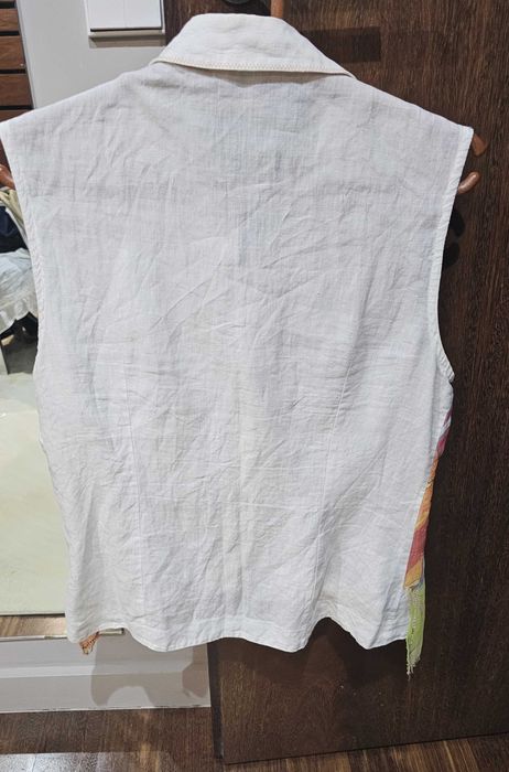 Camisa blusa sem mangas linho e seda