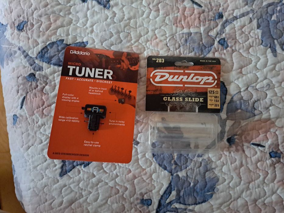 acessórios guitarra elétrica tuner e slide