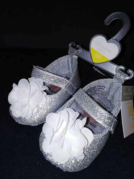 Balerinki niechodki srebrne z kwiatkiem nowe hit