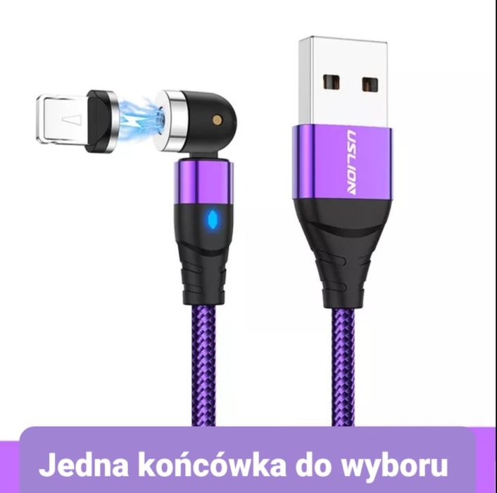 Kabel Magnetyczny Obrotowy Szybkie Ładowanie 2M USB C,Micro usb,IPhone