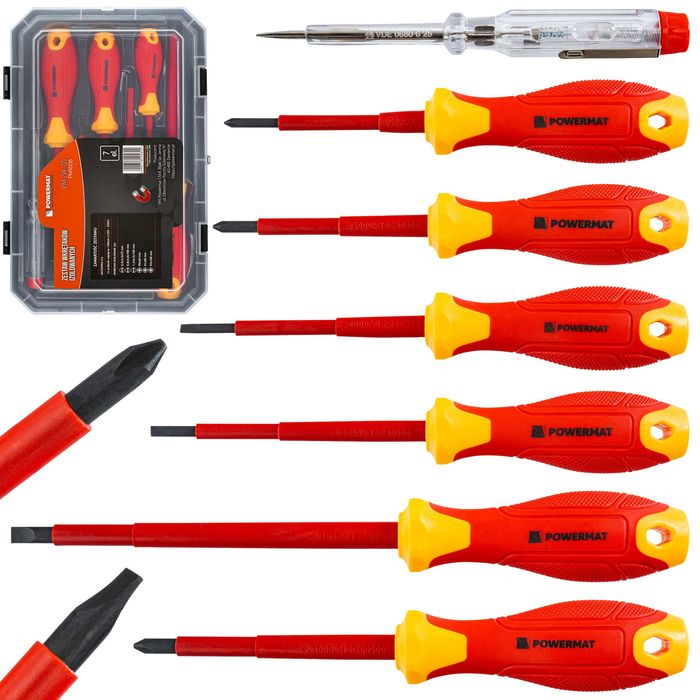 zestaw wkrętaków izolowanych dla elektryka 1000v 7el. (etui) pm-zw-7zi