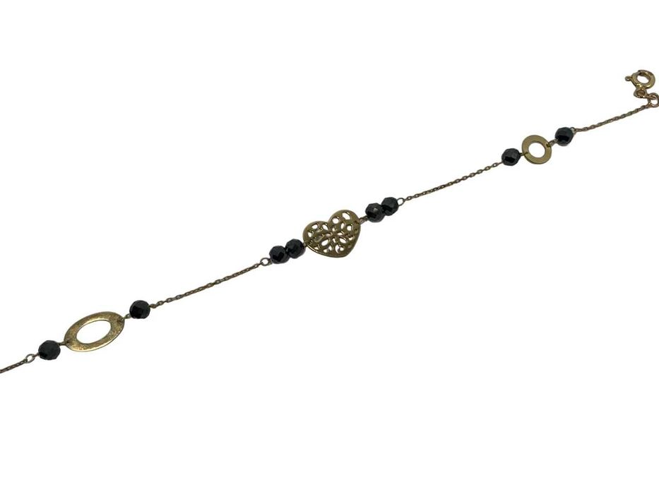 Nowa złota celebrytka SERCE AŻUROWE Z CYRKONIĄ 8K