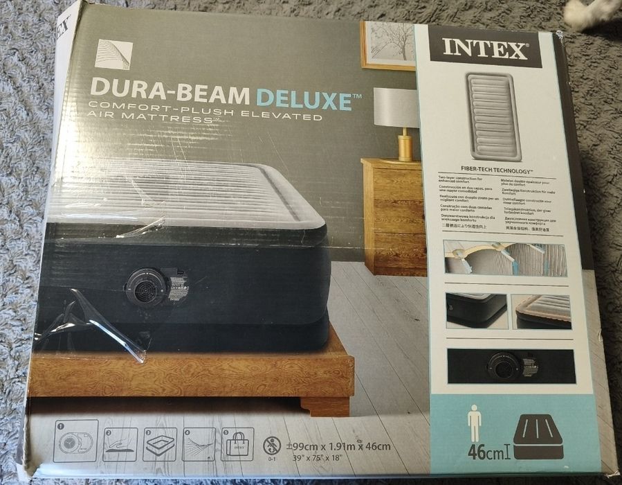 Materac dmuchany INTEX 99×191×46 cm z wbudowaną pompką
