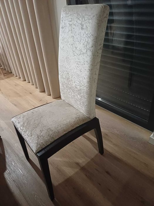 Conjunto 6 Cadeiras de Sala de Jantar Estofadas | Madeira Escura