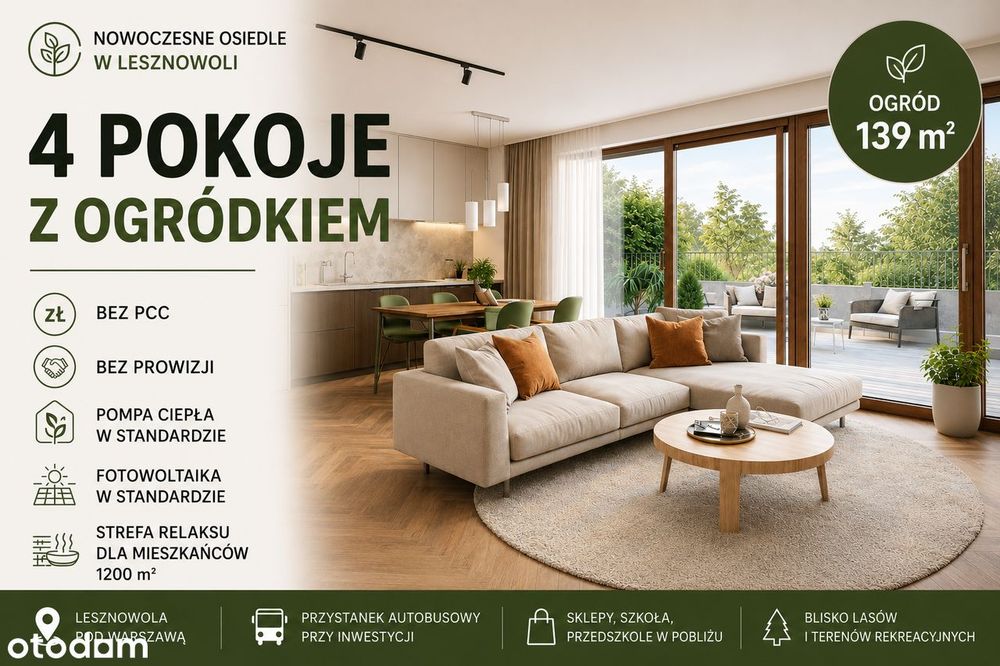 4 pokoje | 89m² | ogród 140 m ² | Standard Premium| Bez prowizji i pcc