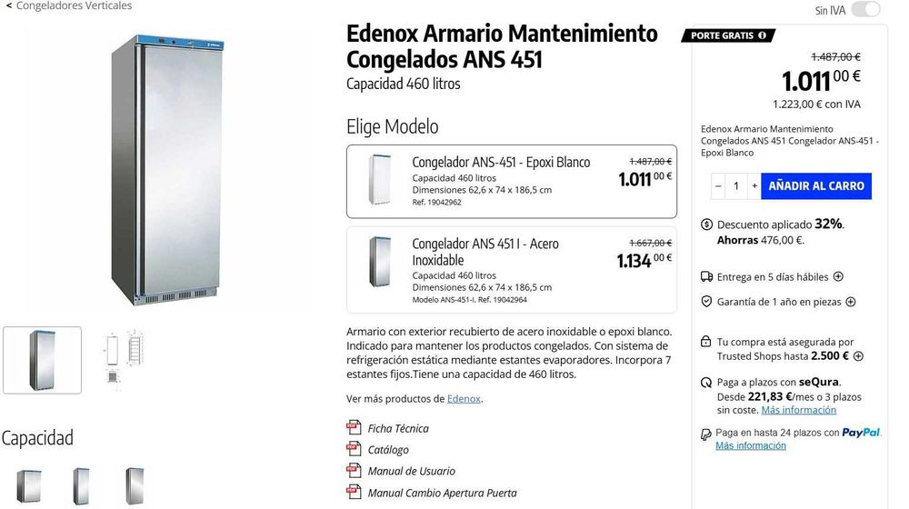 Congelador Vertical Industrial Edenox em Inox-Profissional_COMO NOVO (16 meses uso)