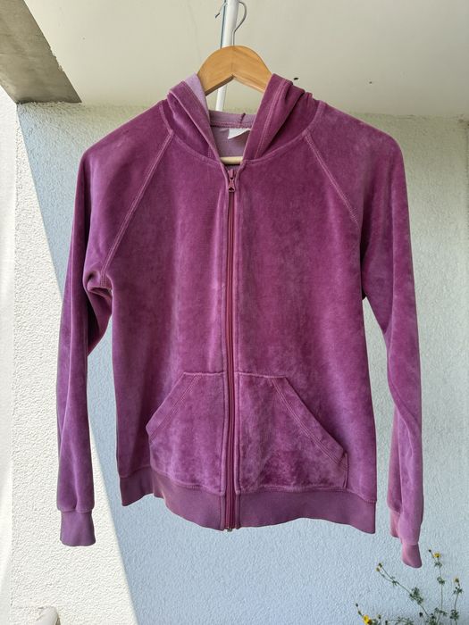 Bluza welurowa zapinana na suwak z kapturem, S/M
