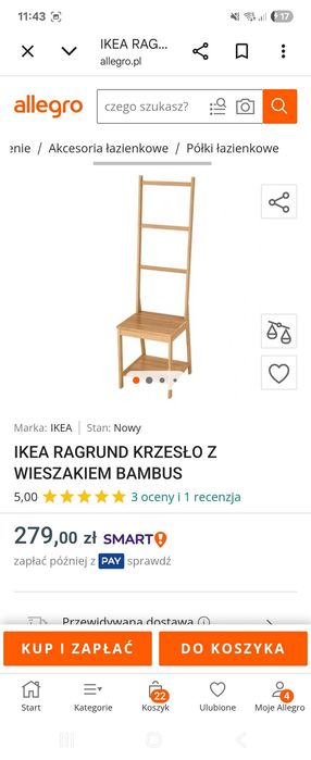 Krzesło z wieszakiem, bambusowe