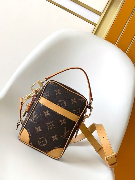 Сумка мужская Louis Vuitton унисекс коричневая кожаная через плечо