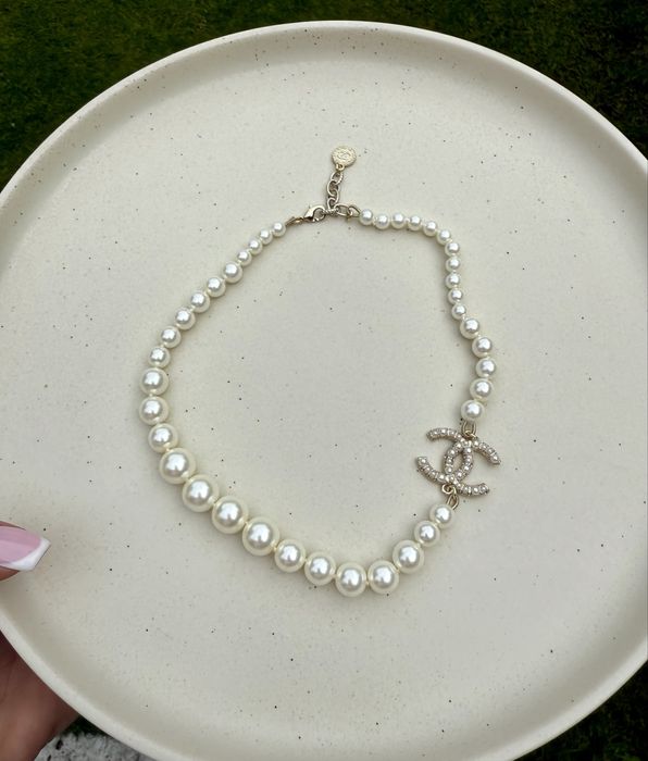 Naszyjnik kolor zloty sztuczne perly perelki premium