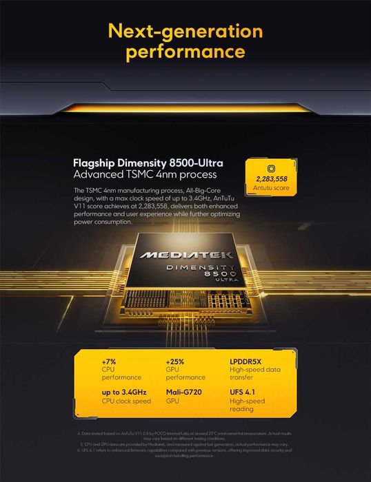 POCO X8 PRO, 8/256Gb, Black, зарядка 100W в комплекте, IP68/IP69K