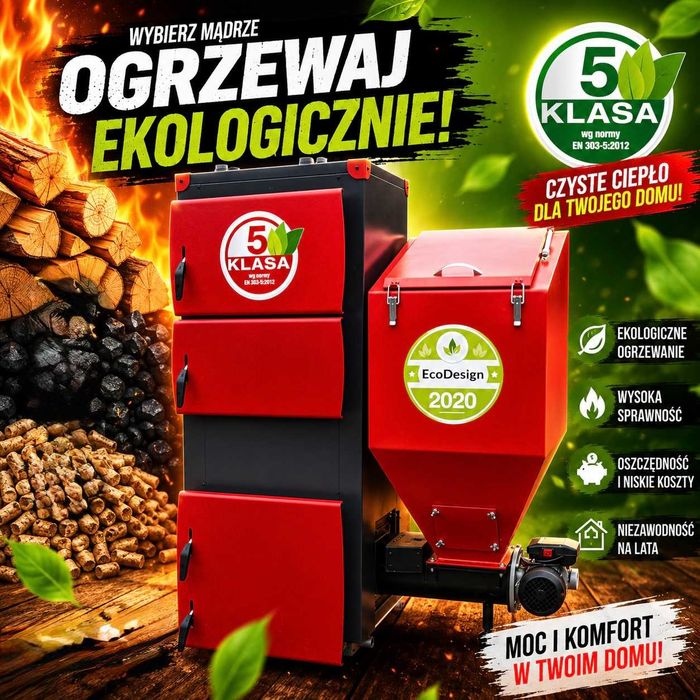 EkoGROSZEK 5KLASA GRATISY! Kocioł Piec 15KW 140m2 dostawa 0zł!