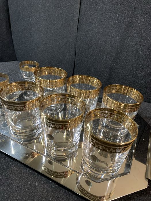 Serviço de Whisky e Licor em Cristal de Chumbo 24% e Ouro (CONJUNTO IMACULADO)