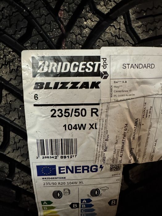 Opony zimowe  BRIDGESTONE blizzak 6 235/50 R20