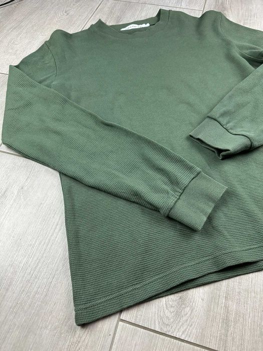 Calvin Klein Jeans – męska bluza waflowa khaki zielona – rozmiar L