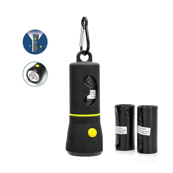 NOVO - Dispensador para sacos de dejectos com lanterna