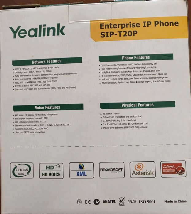 Telefone IP Yealink SIP-T20P