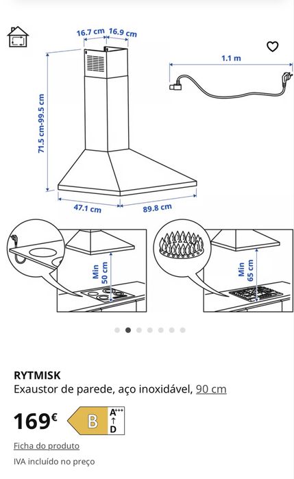 Exaustor de parede, aço inoxidável