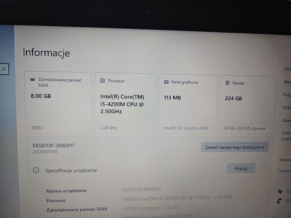 Laptop Lenovo E540 8GB Intel i5 Goodram IRDM 240GB SSD! Stan b. dobry!