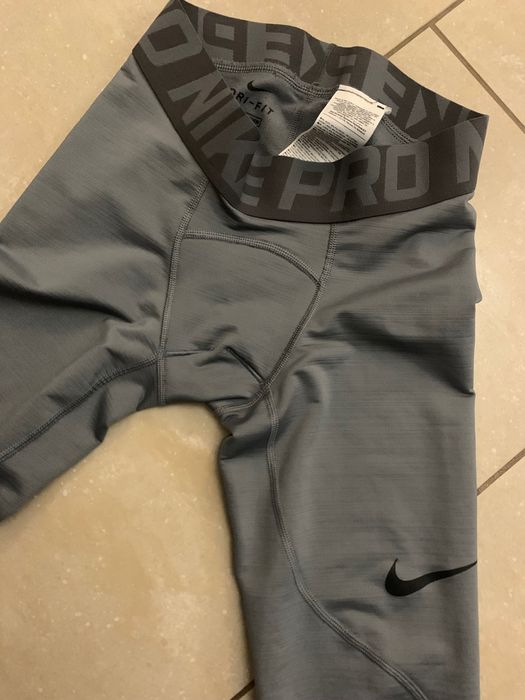 Nike Pro Dri-Fit  szare kompresyjne męskie S getry, bieganie, siłownia