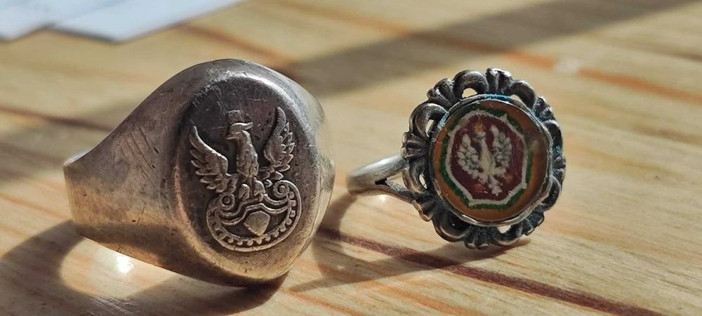 Pierścionki patriotyczne z orłami - 2 sztuki - srebro