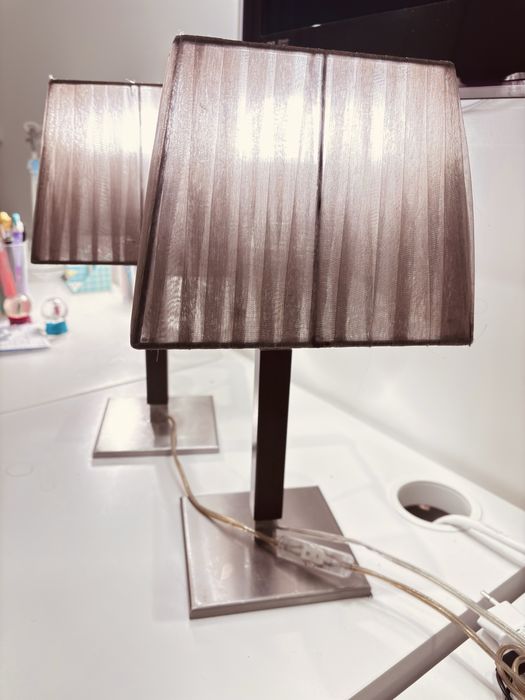 Conjunto 2 Candeeiros de Mesa Modernos com Abajur Castanho