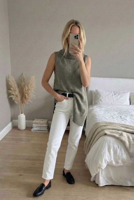 Massimo Dutti  bluzka top kamizelka tunika bez rękawów golf S 36