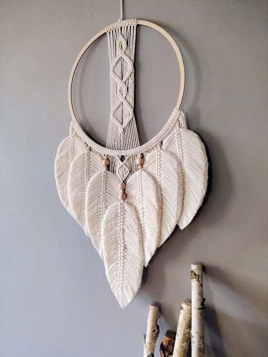 Łapacz Snów Dreamcatcher puszysty Rustykalny dom Makrama