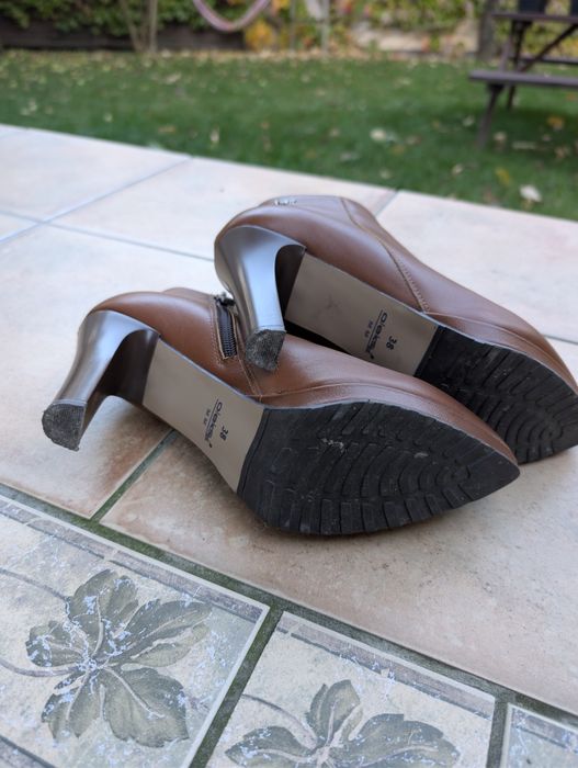 Botki Oleksy brązowe do kostki zasuwak skórzane