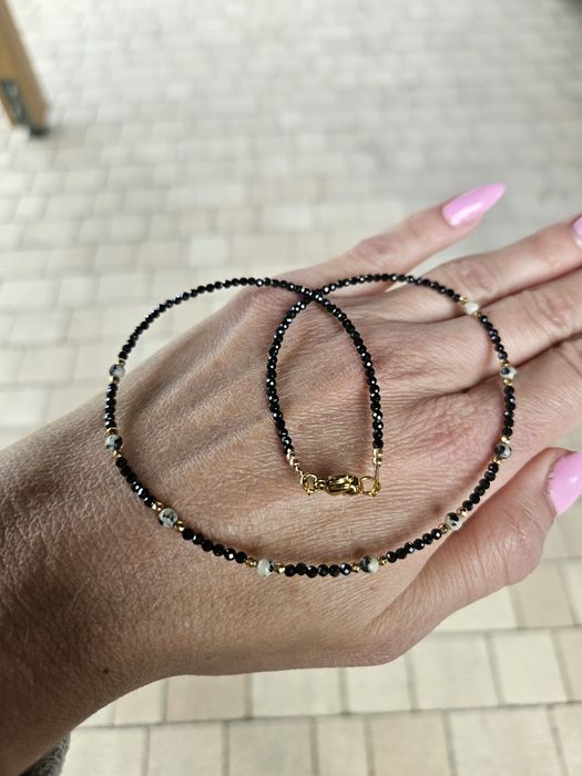 Naszyjnik Choker kamienie Spinel Jaspis Dalmatyński Hematyt