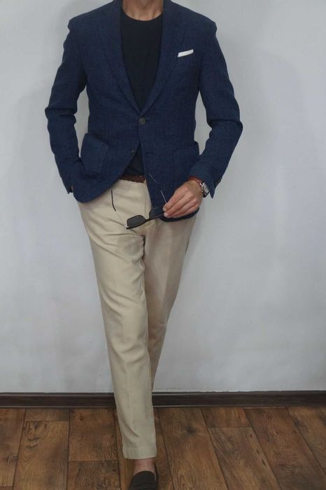 Boggi Milano 46/48 Granatowa Marynarka Wełna Jedwab Cerruti Regular Fit Premium Made In Italy