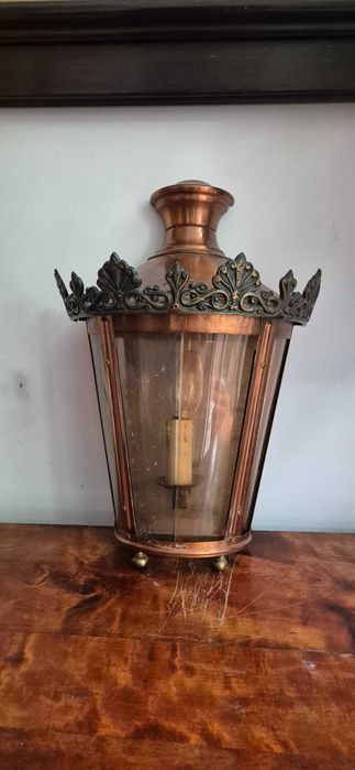 Miedziany kinkiet lampa lampion latarnia glamour dekor