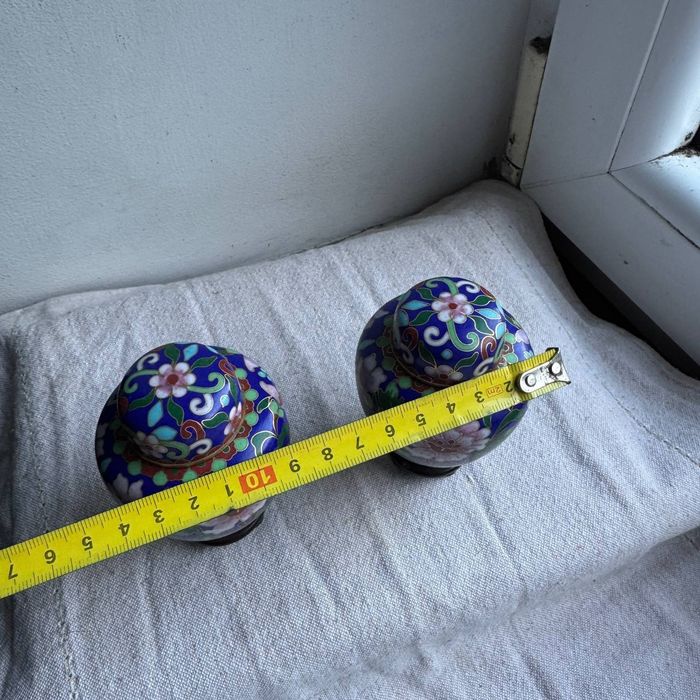 Wazoniki Cloisonne Mosiądz Emalia Vintage Ręcznie robione
