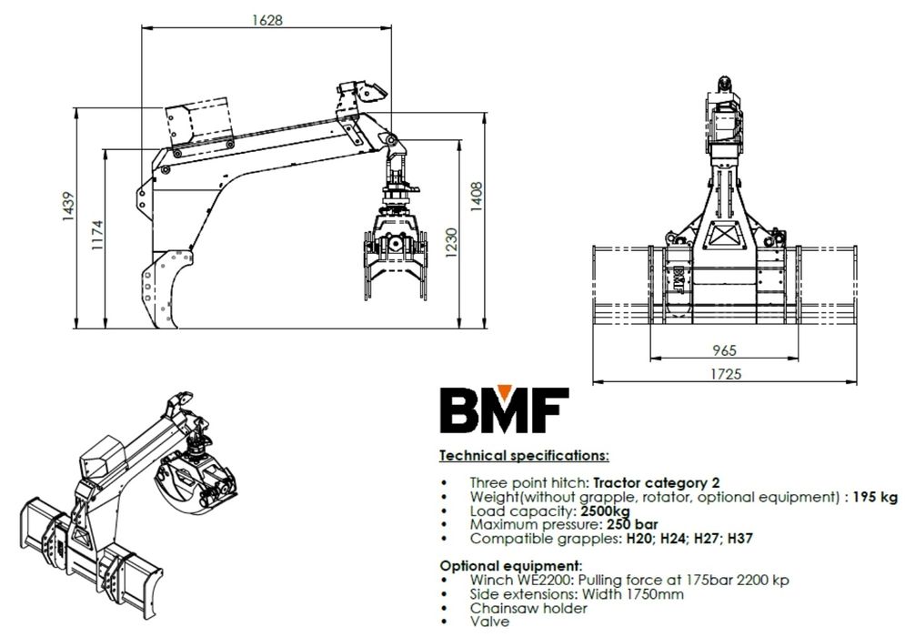 Chwytak do zrywki drewna BMF Przyczepa Leśna Zuraw Teleskop na TUZa