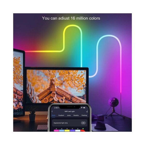 Умна гнучка LED Neon RGB лента 2м • Керування з телефону та пульта