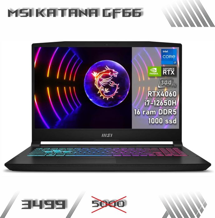 LAPTOP GAMINGOWY MSI Katana RTX 4060 Intel i7-12650H 144 hz