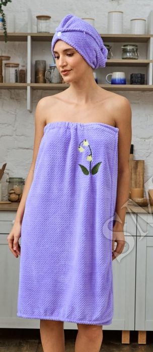 Набір для сауни лазні жіночий банний халат рушник чалма пов'язка