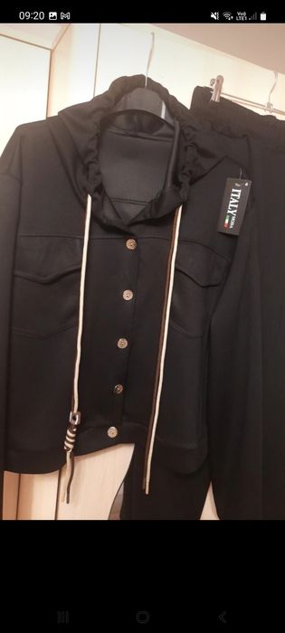 Komplet dresik czarny bluza rozpinana  uni