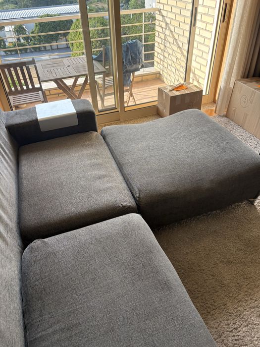 Sofá de 3 lugares cinzento escuro com módulo para chaise longue – 230 cm