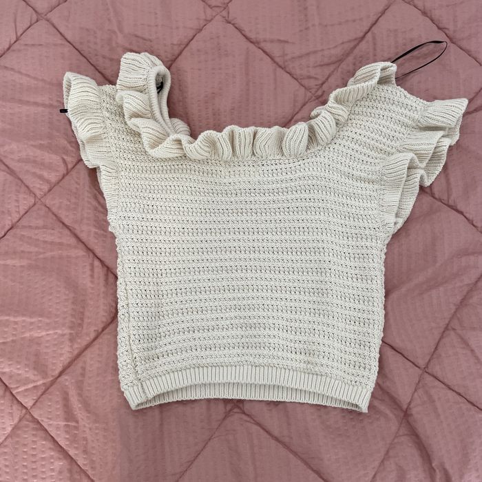 Camisola curta com folhos H&M