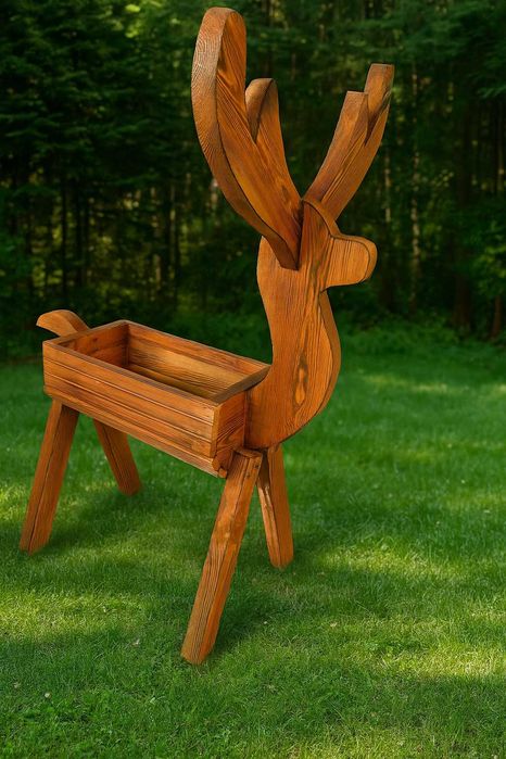 Donica kwietnik JELONEK, JELEŃ ozdoba z DREWNA na prezent ogród dom
