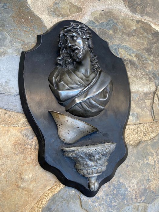 Fonte Igreja Água Benta Séc XIX Arte Sacra 34 cm Metal e prata