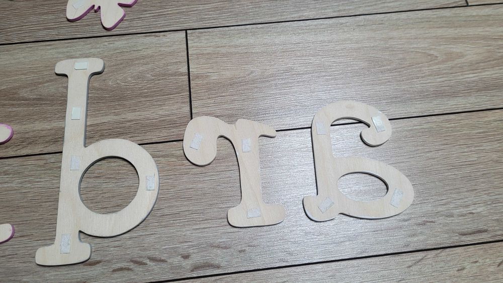 Drewniane literki- imię dziecka, ozdoba 3D Sandra