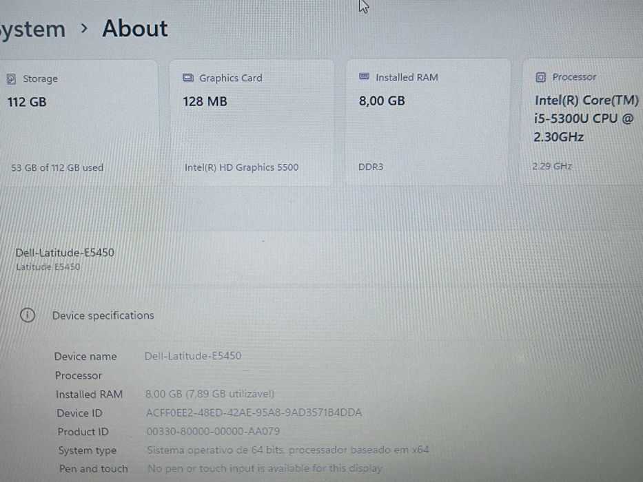 Dell Latitude E5450 i5 8GB ram ssd