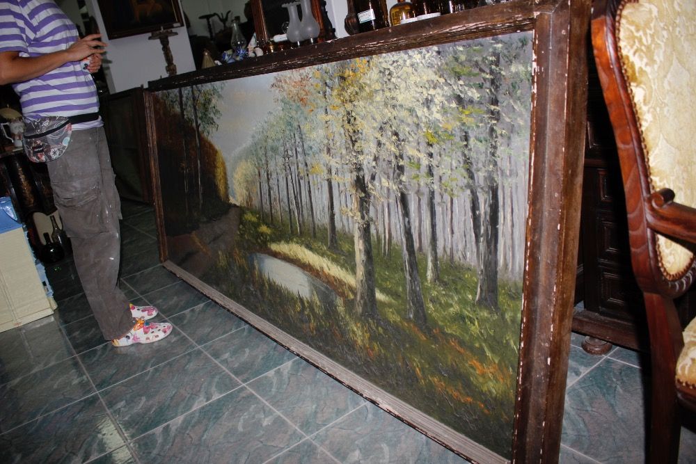 Grande Quadro / Tela a Oleo-240x95cm-Anos 70-Patricio da Cruz-Paisagem