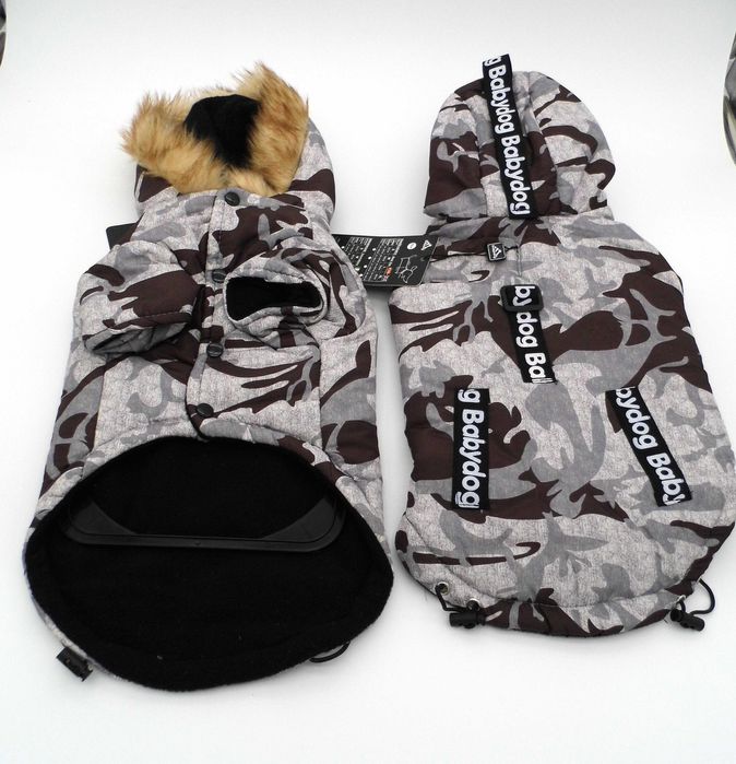 Kurtka ciepła z kapturem dla psa rozmiar L