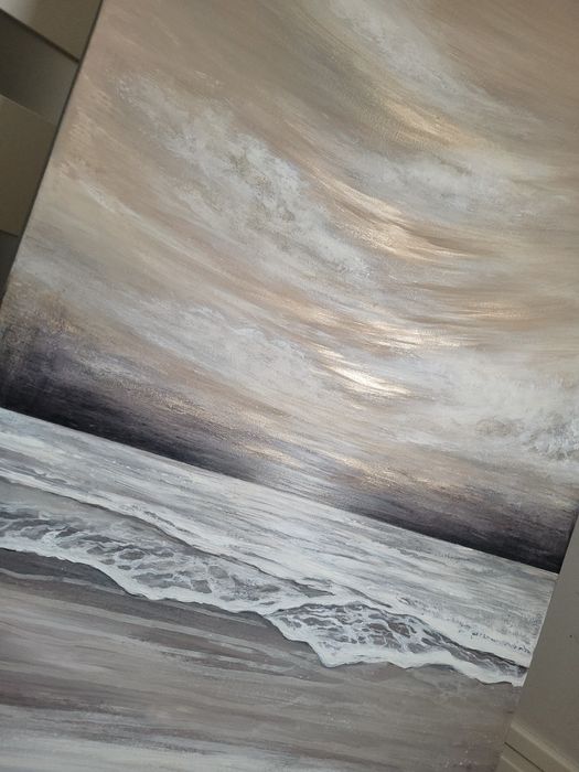 Obraz 100 x 70 cm ręcznie malowany nowoczesna abstrakcja ze złotem