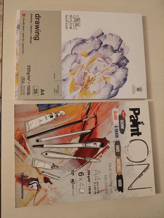 Bloki AT, Winsor & Newton + Paint'On Mixed Media - Clairefontaine