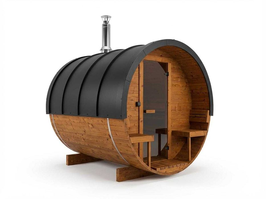 Sauna ogrodowa PREMIUM M1 – Termodrewno Dach pokryty Aluminium