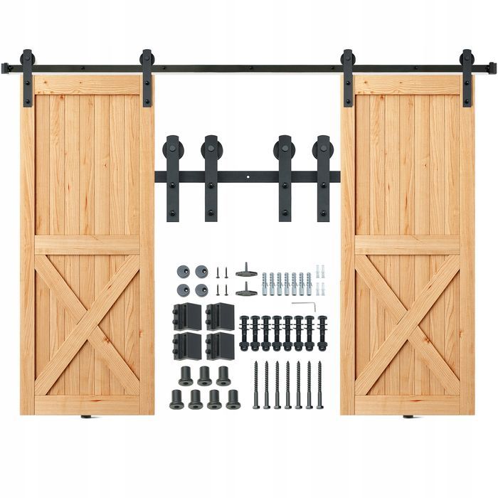VEVOR 244 cm mocny system drzwi przesuwnych I kształt 2-CZĘŚCIOWY